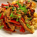 Sichuan Beef Noodle Stir Fry Close Up