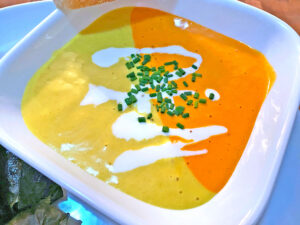 Soup Duet of Red and Yellow Pepper Cream