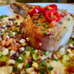 Reverse-Seared Pork Chop with Yellow Corn Grits