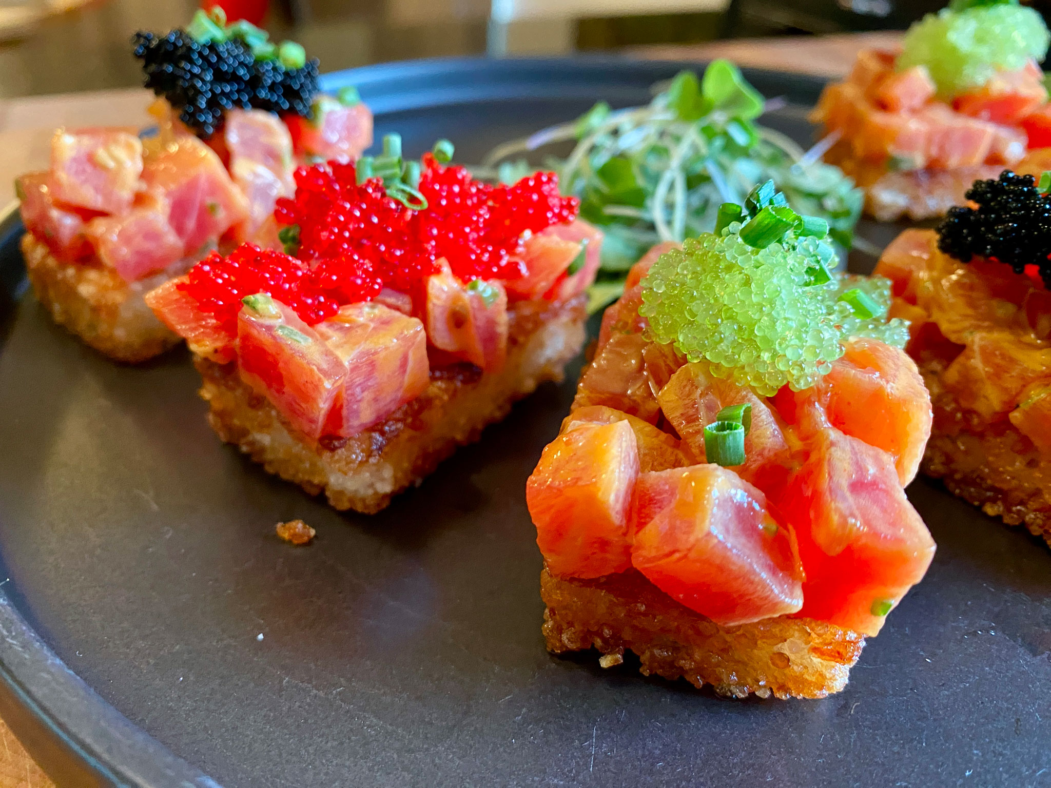 Crispy Rice with Spicy Tuna & Tobiko Trio Recipe