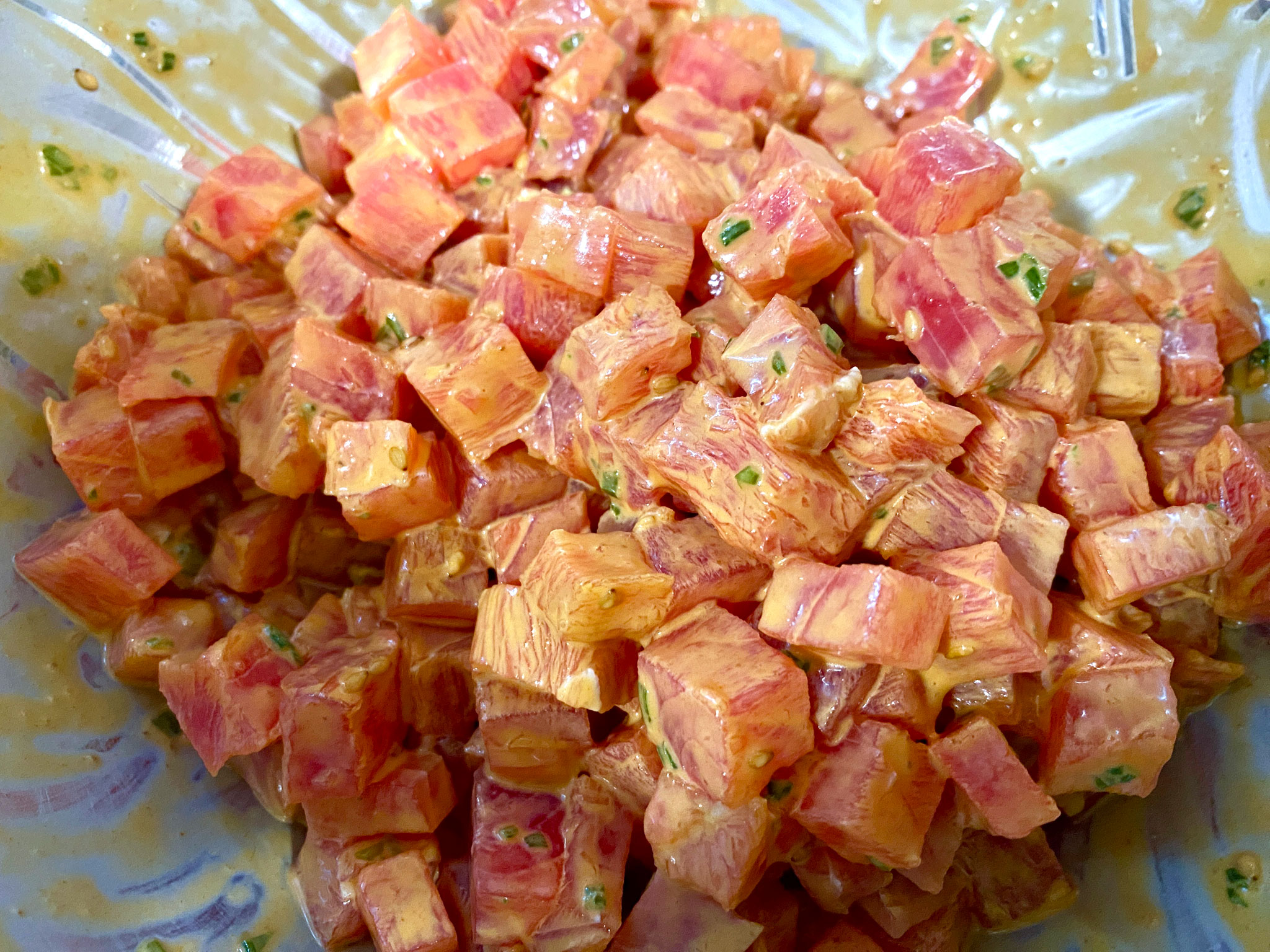 Diced and Tossed in Sauce Ahi Tuna
