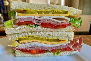 Turkey & Roast Beef with Lettuce, Tomato, Cheddar, and Dill Pickle